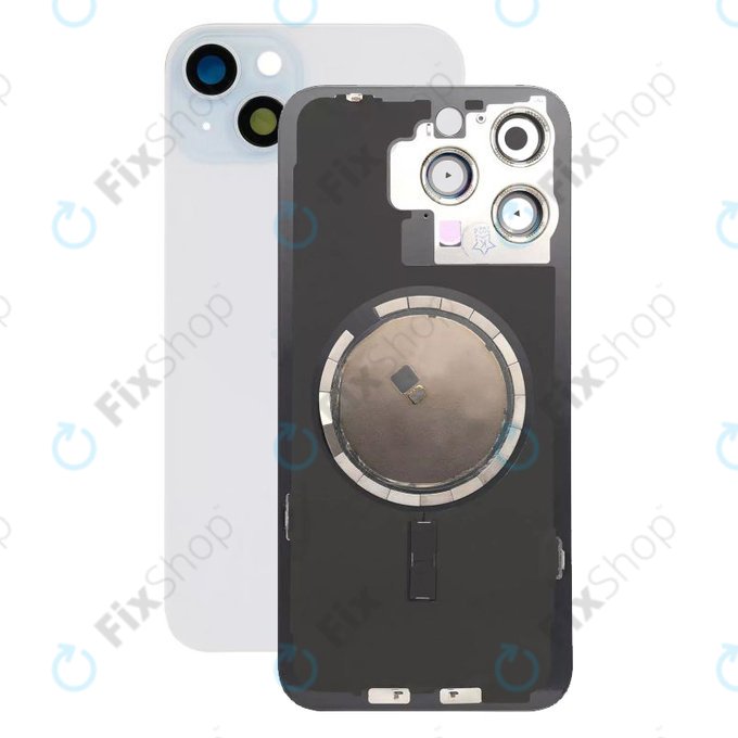 Apple iPhone 15 Plus - Verre du boîtier arrière + Verre de la caméra + Cadre en métal + Aimant MagSafe (Blue)
