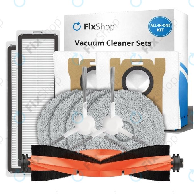 Kit de pièces de rechange pour Xiaomi Robot Vacuum X10 (1x Brosse principale, 2x Filtres, 2x Brosses latérales, 2x Lingettes de lavage, 2x Sacs à poussière)