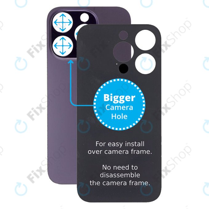 Apple iPhone 14 Pro - Verre du boîtier arrière avec plus grand trou pour l'appareil photo (violet foncé)