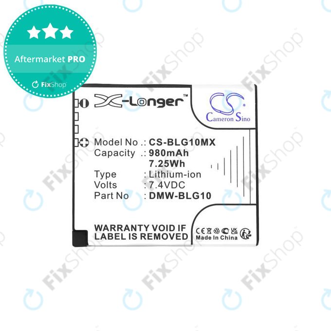 Batterie pour Leica D-Lux Type 109, Panasonic Lumix DMC-GF3, GX7, LX100, 980mAh, Li-Ion, 7.4V, DMW-BLG10, HQ