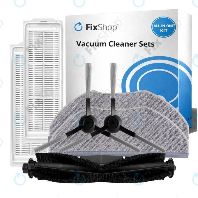 Kit de pièces de rechange pour Xiaomi Viomi V3 MAX (1x Brosse principale, 2x Filtres, 2x Brosses latérales, 2x Lingettes de lavage)