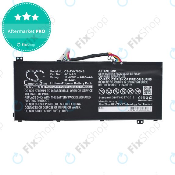 Batterie pour Acer Aspire Vn7, V15 Nitro, Spin 3, 4600mAh, Li-Pol, 11.4V, AC14A8L, HQ