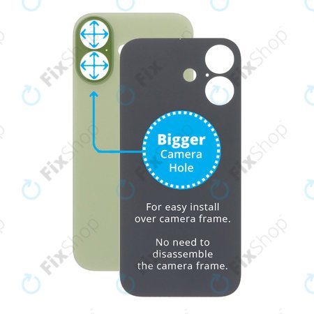 Apple iPhone 17 - Verre du boîtier arrière avec plus grand trou pour l'appareil photo (Sage)