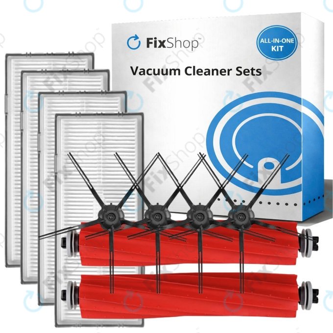 Kit de pièces de rechange pour Xiaomi Roborock S7, S7 MaxV Ultra (2x Brosse principale, 4x Filtre, 4x Brosse latérale – noire)