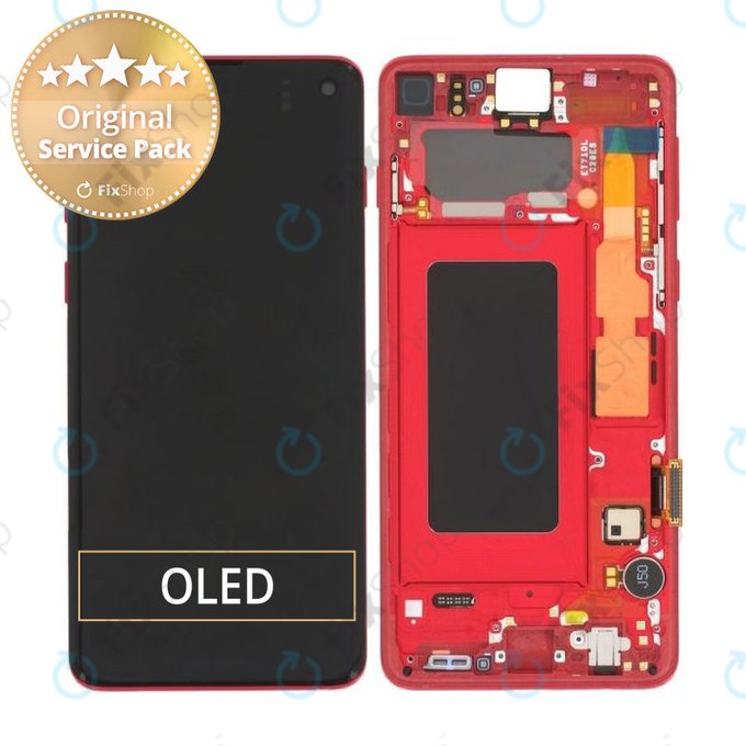 Samsung Galaxy S10 G973F - Écran LCD + Ecran Tactile + Cadre (Rouge) - GH82-18850H Genuine Service Pack