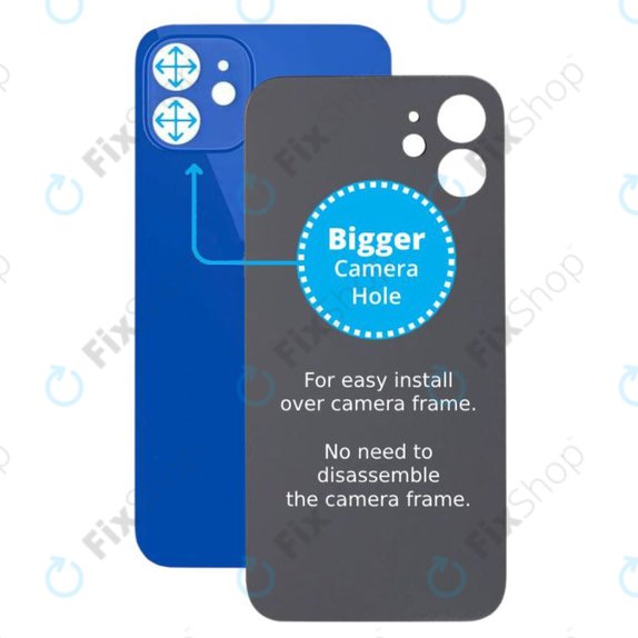 Apple iPhone 12 - Verre du boîtier arrière avec plus grand trou pour l'appareil photo (bleu)