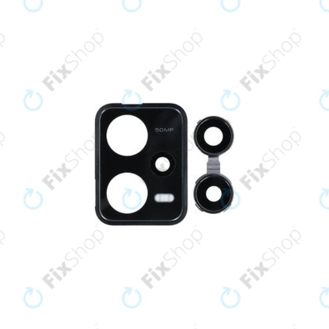 Xiaomi Redmi Note 12 Pro 5G - Objectif de caméra arrière + cadre (noir minuit) - Genuine Service Pack