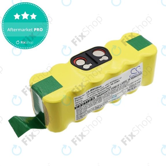 iRobot Roomba 500, 600, 700, 800, 900-series, R3, Scooba 450, Vileda 137173 - Batterie 11702, GD-Roomba-500, VAC-500NMH-33 14.4V 2800mAh HQ