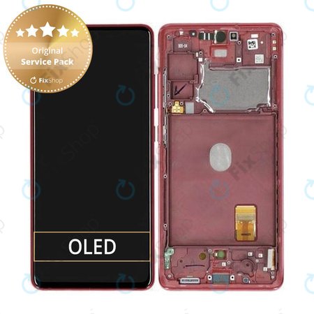 Samsung Galaxy S20 FE 5G G781B - Écran LCD + Écran Tactile + Cadre (Rouge Nuage) - GH82-24214E, GH82-24215E, GH82-29056E Genuine Service Pack