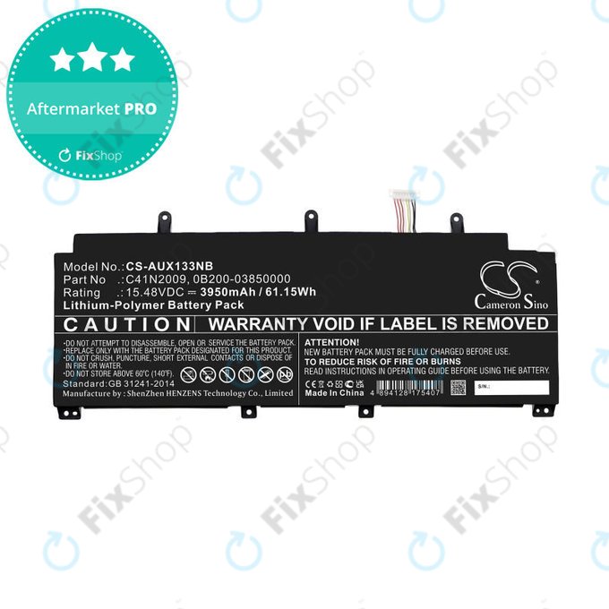 Batterie pour Asus ROG Flow X13 GV301QE-K6008, 3950mAh, Li-Pol, 15.48V, C41N2009, HQ