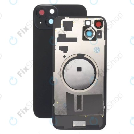 Apple iPhone 15 Plus - Verre du boîtier arrière + Verre de la caméra + Cadre en métal + Aimant MagSafe (Black)