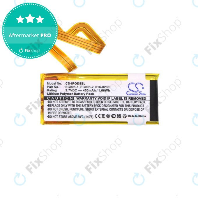 Batterie pour Apple iPod Classic 6th Gen, iPod 5G, iPod Video, 450mAh, Li-Pol, 3.7V, EC008, HQ