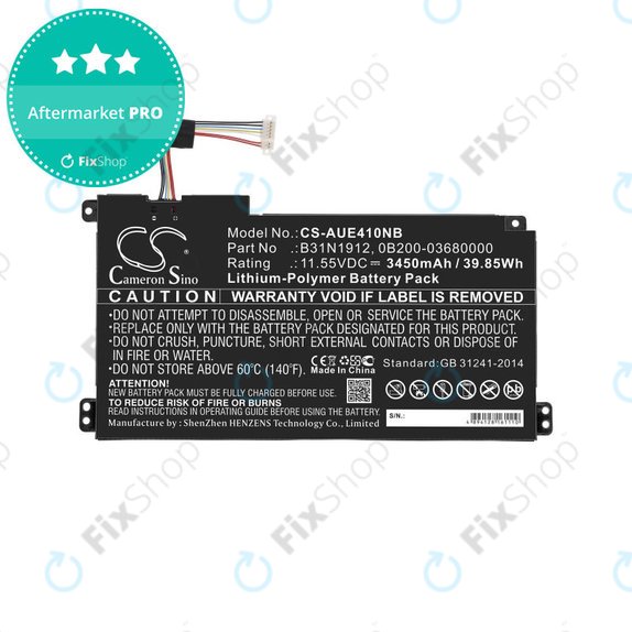 Batterie pour Asus VivoBook 14 E410ma, F414ma, L410ma, 3450mAh, Li-Pol, 11.55V, B31N1912, HQ