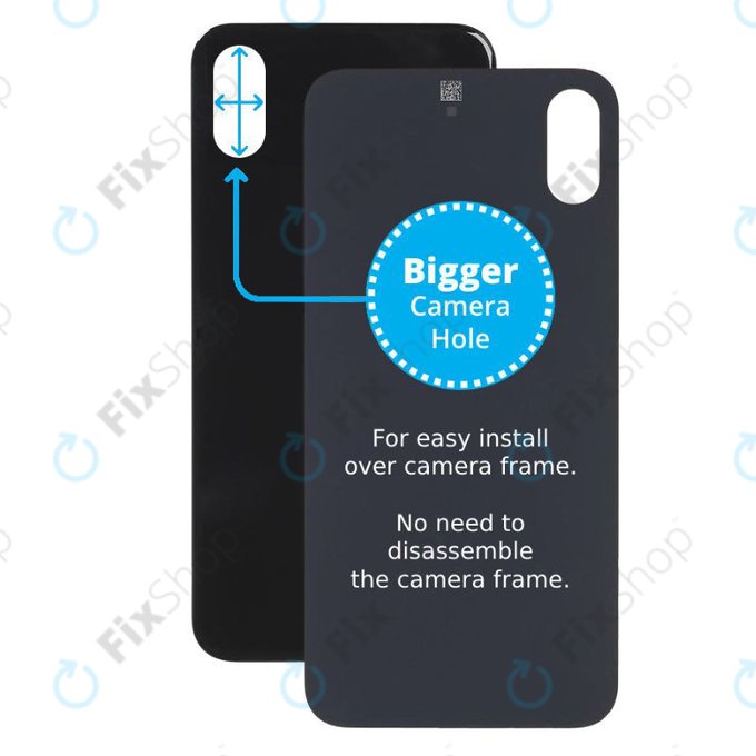Apple iPhone X - Verre du boîtier arrière avec plus grand trou pour l'appareil photo (gris sidéral)