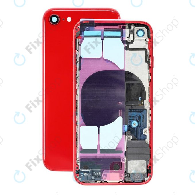 Apple iPhone SE (2e génération 2020) - Petites pièces du boîtier arrière (rouge)