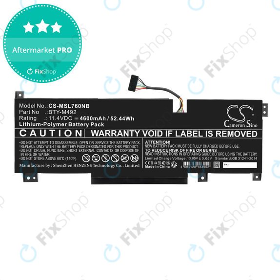 Batterie pour MSI Pulse GL76, Katana GF66, Bravo 15, Crosshair 17, 4600mAh, Li-Pol, 11.4V, BTY-M492, HQ