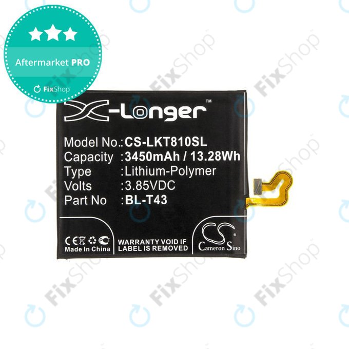 Batterie pour LG G8S ThinQ, ThinQ Global, 3450mAh, Li-Pol, 3.85V, BL-T43, HQ