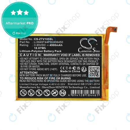 Batterie pour ZTE Blade V Smart, V30 Vita, 4900mAh, Li-Pol, 3.85V, Li3949T44P8h906450, HQ