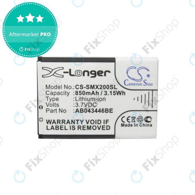 Samsung séries A, B, C, D, E, F, I, M, P, S, X - Batterie AB043446LE, AB043446BE, AB043446BC, AB463446BC, AB043446LN, AB043446LA 850mAh HQ