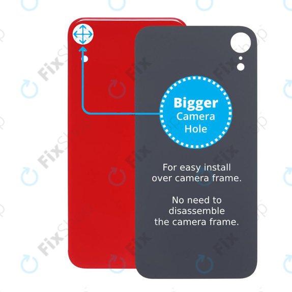 Apple iPhone XR - Verre du boîtier arrière avec plus grand trou pour la caméra (rouge)