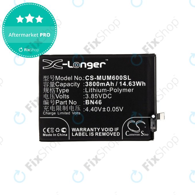 Batterie pour Xiaomi Redmi Note 8T, 3800mAh, Li-Pol, 3.85 V, BN46, HQ