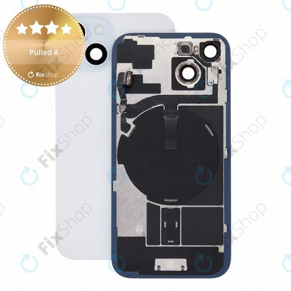 Verre de coque arrière pour iPhone 15, Blue, Pulled A