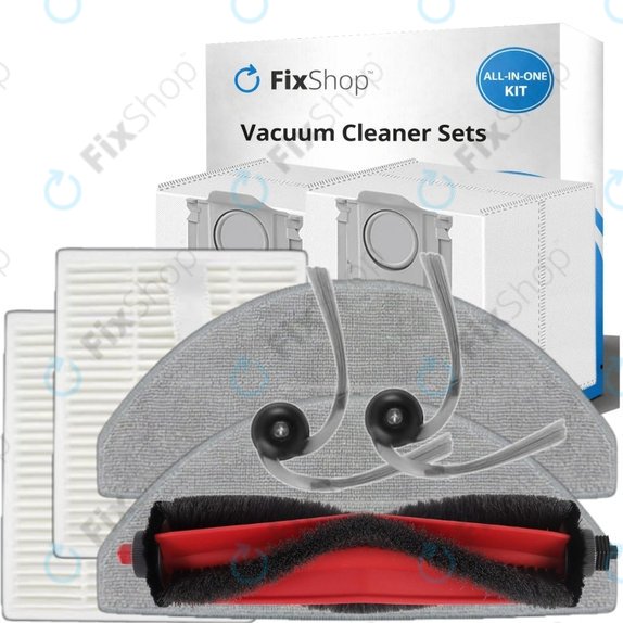 Kit de pièces de rechange pour Xiaomi Roborock Q7 M5, Q7 M5+, Q7 L5, Q7 L5+ (1x Brosse principale, 2x Filtre, 2x Brosse latérale, 2x Chiffon de vadrouille, 2x Sac à poussière)