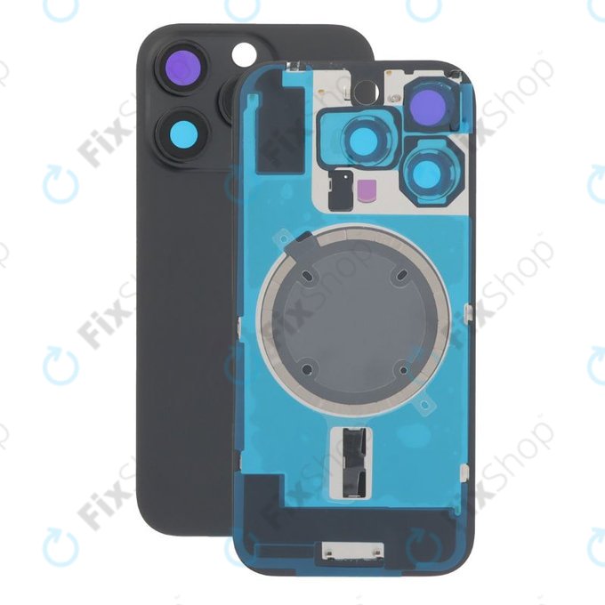Apple iPhone 16 Pro - Verre de la coque arriere + Verre de caméra + Plaque en métal + Aimants MagSafe (Black Titanium)