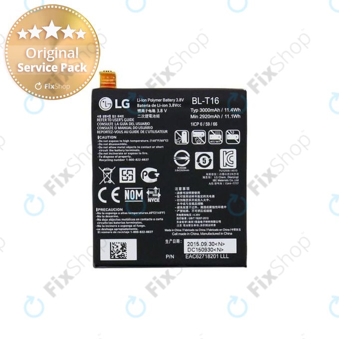 LG G Flex 2 H955 - Batterie BL-T16 2920mAh - EAC62718201 Genuine Service Pack