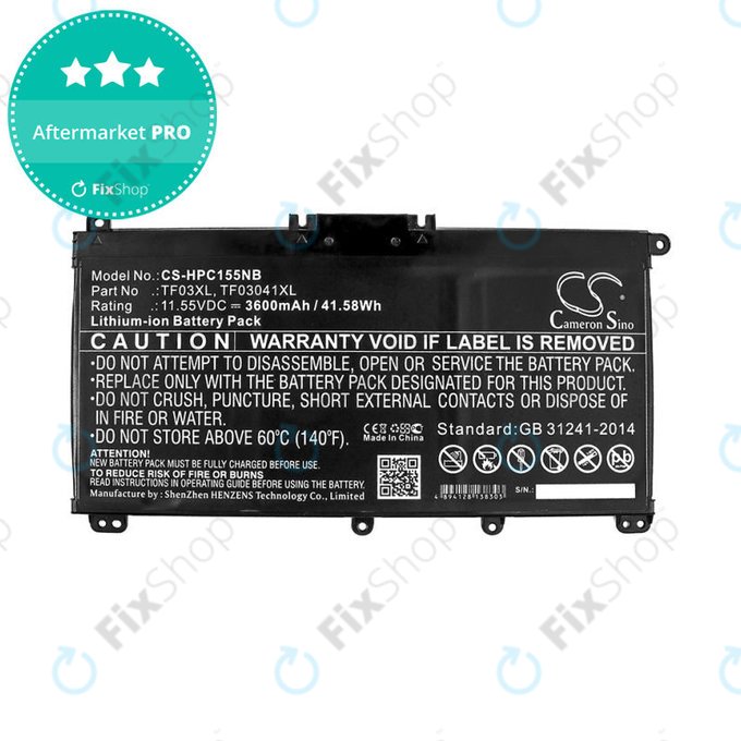 Batterie pour HP Pavilion 14, 15, X360, 3600mAh, Li-Ion, 11.55V, TF03XL, HQ