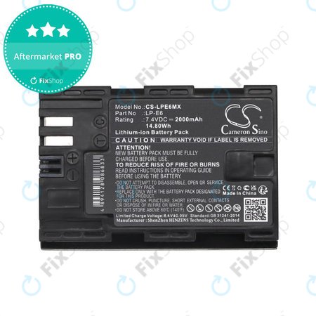 Batterie pour Canon EOS 5D Mark II, EOS 7D, EOS 70D, 2000mAh, Li-Ion, 7.4V, LP-E6, HQ