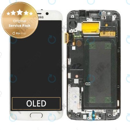 Samsung Galaxy S6 Edge G925F - Ecran LCD + Ecran Tactile + Cadre (White Pearl) - GH97-17162B, GH97-17317B, GH97-17334B Genuine Service Pack