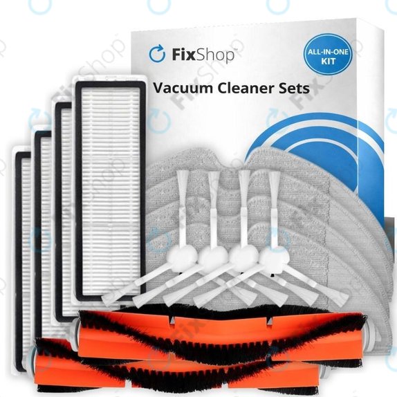 Kit de pièces de rechange pour Xiaomi Mi Robot Vacuum Mop (Mijia 1C), 2 (Mijia 2C) 2 Pro+ (Mijia 1T) (2x Brosse principale, 4x Filtre, 4x Brosse latérale, 4x Chiffon de vadrouille)