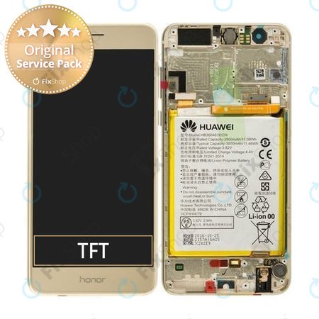 Huawei Honor 8 - Écran LCD + Ecran Tactile + Cadre + Batterie (Or) - 02350USE, 02350VBF Genuine Service Pack