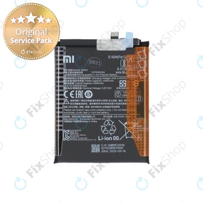 Xiaomi Mi 10T 5G, 10T Pro 5G - Batterie 5000mAh BM53 - 46020000355Z Genuine Service Pack