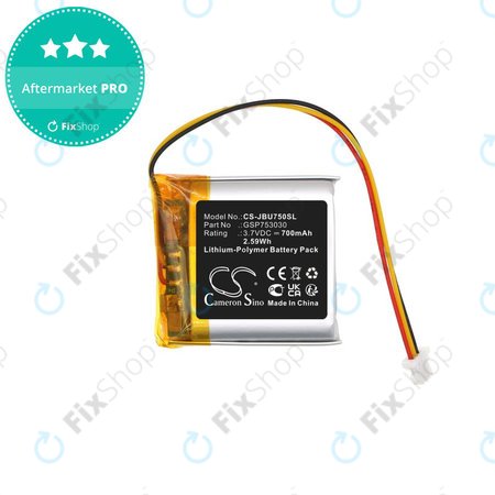 Batterie pour JBL Tune 750, 700mAh, Li-Pol, 3.7V, GSP753030, HQ