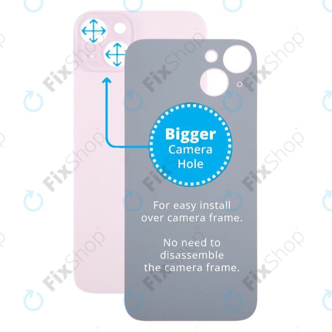 Apple iPhone 15 Plus - Verre du boîtier arrière avec plus grand trou pour l'appareil photo (Pink)