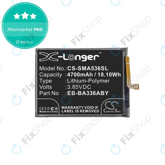 Batterie pour Samsung A33 A336B, A53 A536B, 4700mAh, Li-Pol, 3.85 V, EB-BA336ABY, HQ