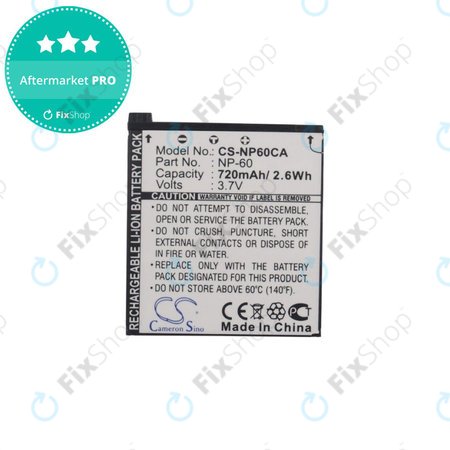 Batterie pour Casio Exilim Zoom EX-Z19, EX-Z85, EX-Z9, 720mAh, Li-Ion, 3.7V, NP-60, HQ