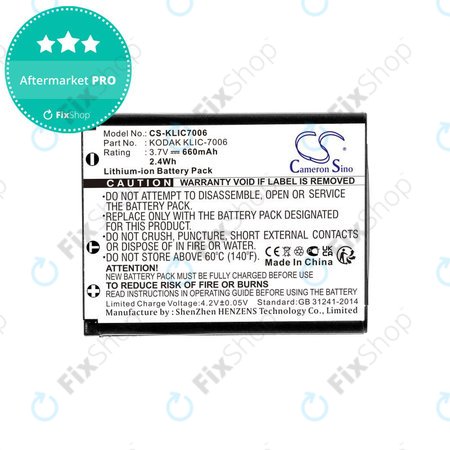 Batterie pour Kodak EasyShare, 660mAh, Li-Ion, 3.7V, LB-012, KLIC-7006, HQ