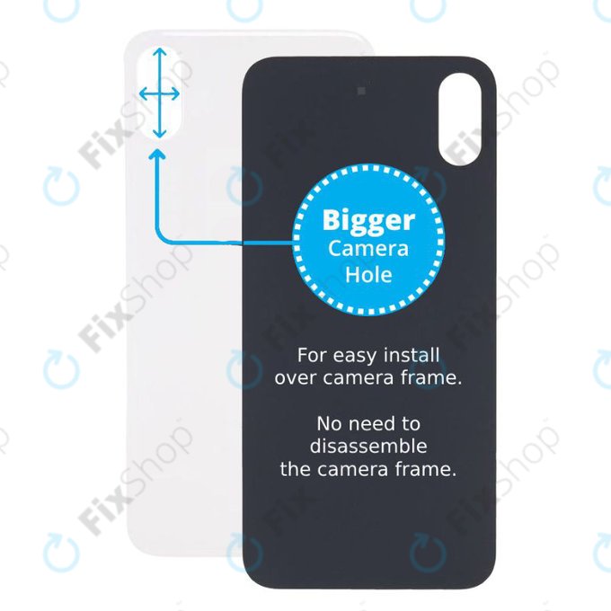 Apple iPhone X - Verre du boîtier arrière avec plus grand trou pour l'appareil photo (argent)