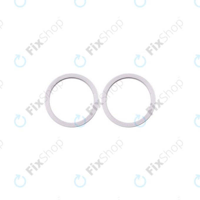 Apple iPhone 11, 12, 12 Mini - Cadre d'objectif de caméra arrière (Blanc) - 2pcs