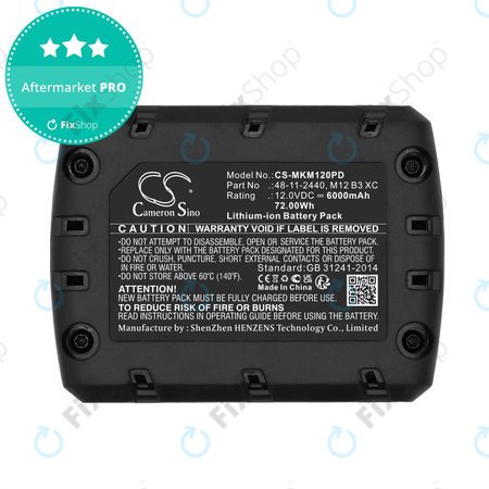 Batterie pour Milwaukee M12 Redlithium XC 4.0, 6000mAh, Li-Ion, 12V, M12 B3 XC, M12 B4 XC, HQ