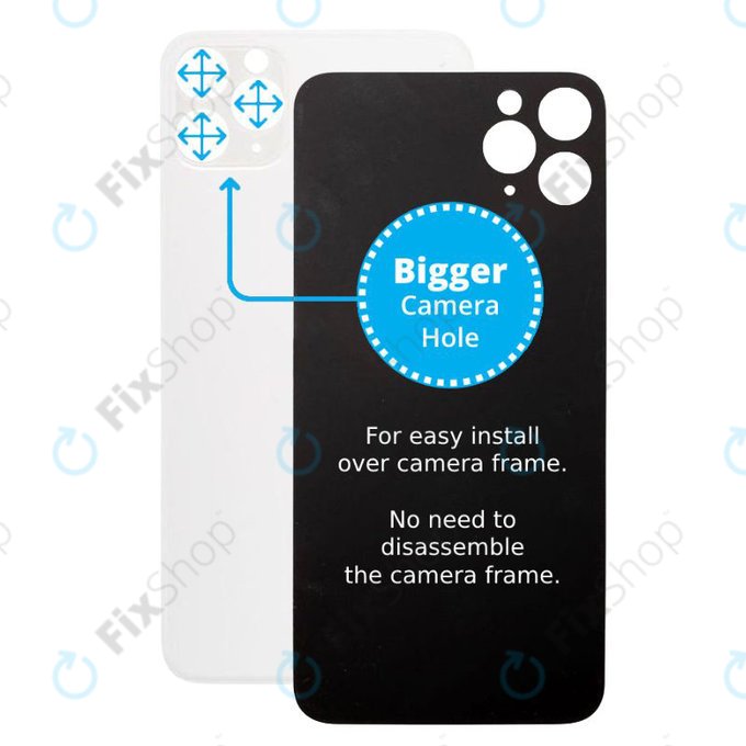 Apple iPhone 11 Pro - Verre du boîtier arrière avec plus grand trou pour l'appareil photo (argent)