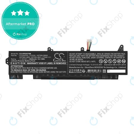 Batterie pour HP ZBook Firefly 15 G7, G8, EliteBook 855 G7, G8, 850 G7, G8, 4600mAh, Li-Pol, 11.55V, CC03053XL, HQ