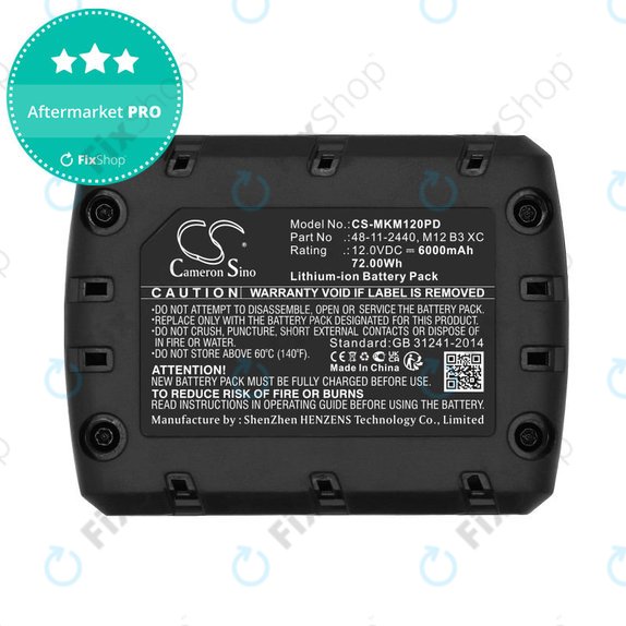 Batterie pour Milwaukee M12 Redlithium XC 4.0, 6000mAh, Li-Ion, 12V, M12 B3 XC, M12 B4 XC, HQ