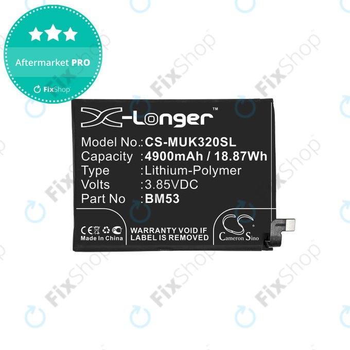 Batterie pour Xiaomi Mi 10T 5G M2007J3SY, 4900mAh, Li-Pol, 3.85 V, BM53, HQ