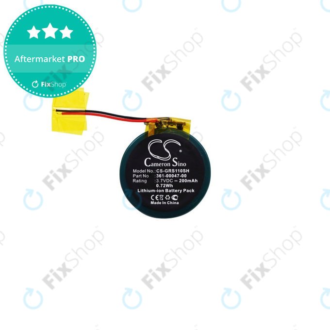 Batterie pour Garmin Approach S1, S3, S4, Forerunner 110, 210, S1, 200mAh, Li-Ion, 3.7V, 361-00047-00, HQ