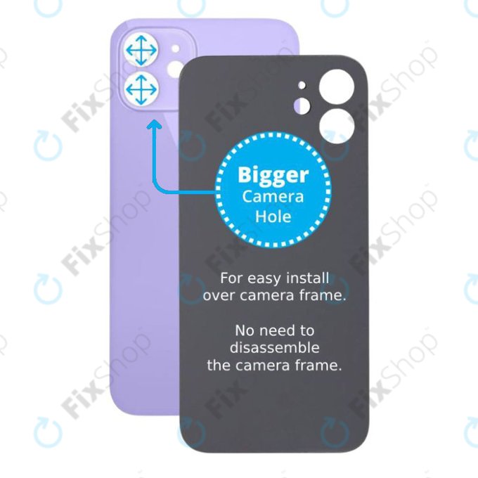 Apple iPhone 12 - Verre du boîtier arrière avec plus grand trou pour l'appareil photo (violet)