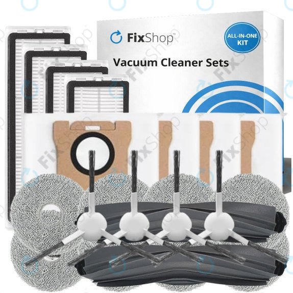 Kit de pièces de rechange pour Xiaomi Dreame L10s Ultra, Xiaomi Dreame L10s Pro (2x Brosse principale, 4x Filtre, 4x Brosse latérale, 8x Chiffon de vadrouille, 4x Sac à poussière)